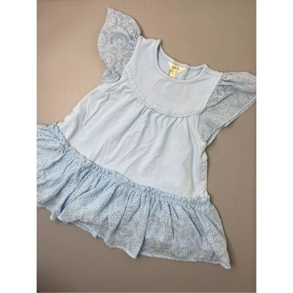 Matilda Jane Other - Matilda Jane Light Blue Short Sleeve Eyelet Lace Tunic Dress Size 4